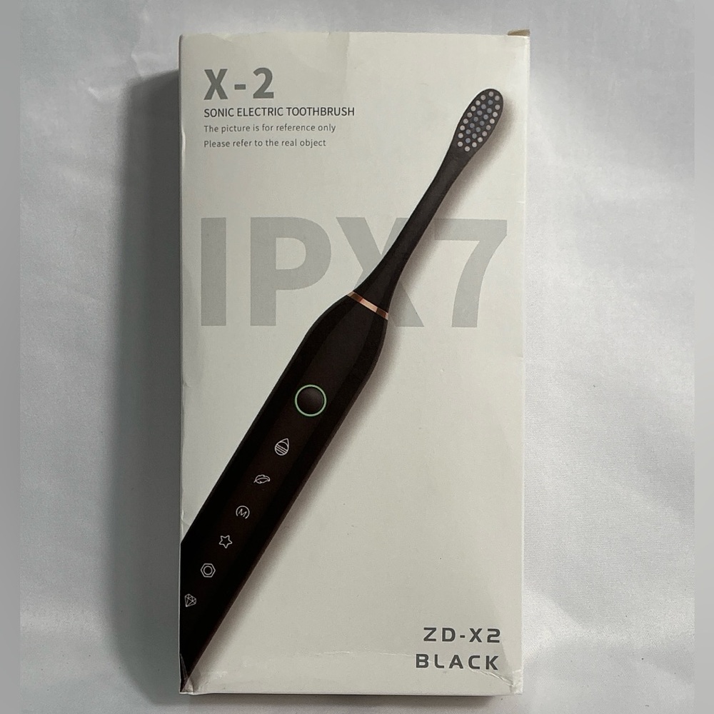 (1) X-2 Sonic Electric Toothbrush Black Rechargeable 4 Brush Heads New - Picture 8 of 11